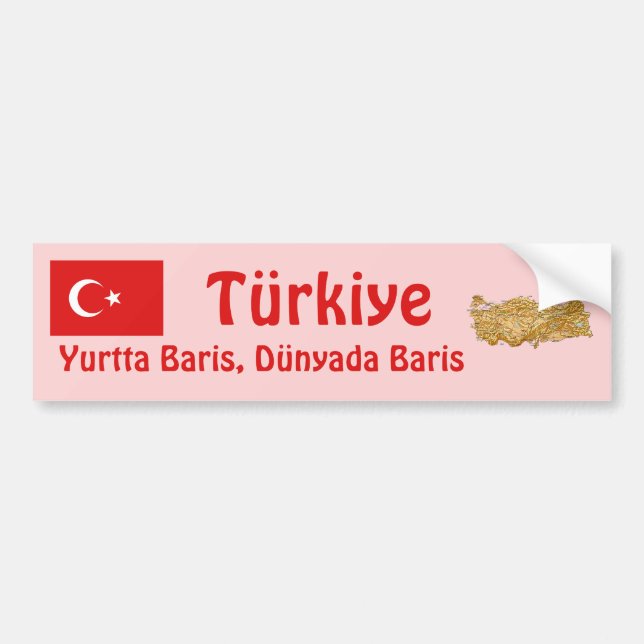Turkey Flag + Map Bumper Sticker (Front)