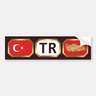 Turkey Flag Map Code Bumper Sticker