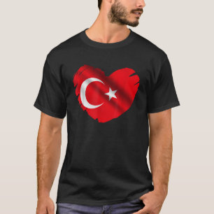 Turkey Flag On Shape Of Heart Turkish Turkey Lover T-Shirt