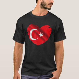 Turkey Flag On Shape Of Heart Turkish Turkey Lover T-Shirt