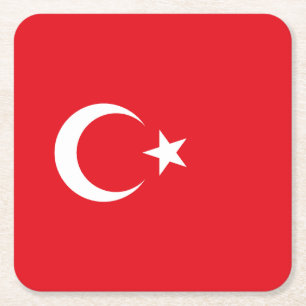 Turkey Flag Square Paper Coaster