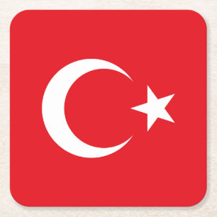 Turkey Flag Square Paper Coaster