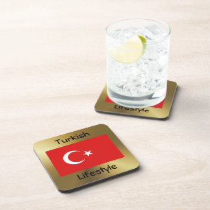 Turkey Flag+Text Coaster