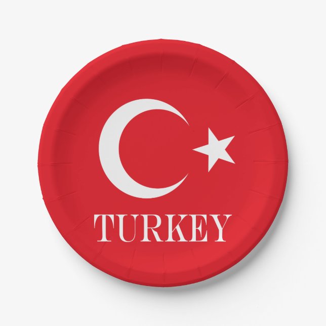 Turkey flag Turkish Paper Plate (Front)