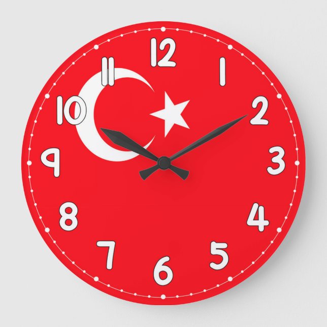 Turkey Flag Wall Clock – Patriotic Turkish Decor (Front)