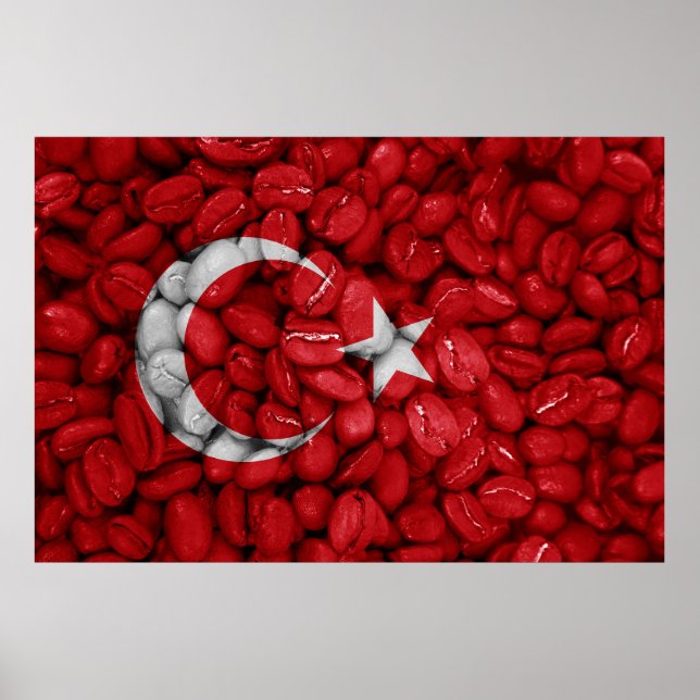 Turkey flag with coffee poster (Front)
