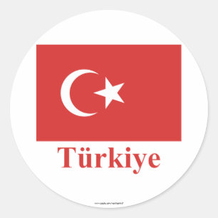 Turkey Flag with Name in Turkish Classic Round Sticker