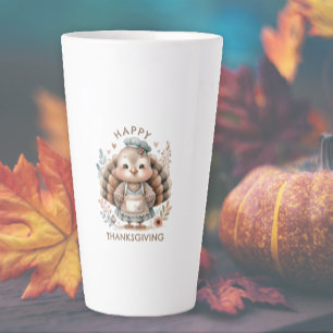 Turkey Floral Chic Happy Thanksgiving Latte Mug