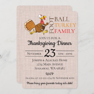Turkey Football Thanksgiving Invitation