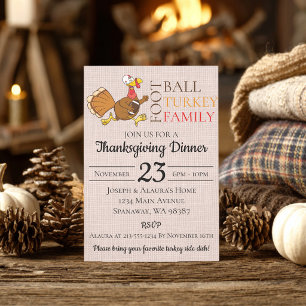 Turkey Football Thanksgiving Invitation