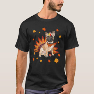 Turkey French Bulldog Frenchie Dog Maple Leaf Than T-Shirt