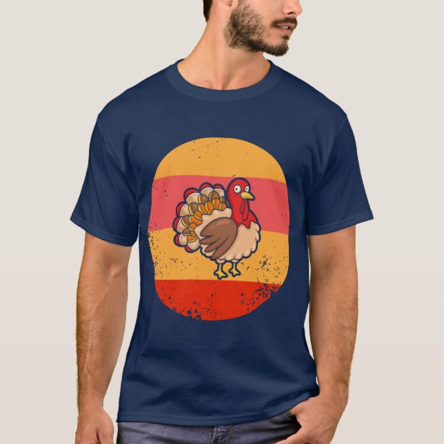 Turkey Funny Thanksgiving men women kids Retro Vin T-Shirt (Front)