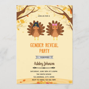 Turkey gender reveal invitation