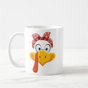 Turkey Girl Face Funny Thanksgiving Coffee Mug