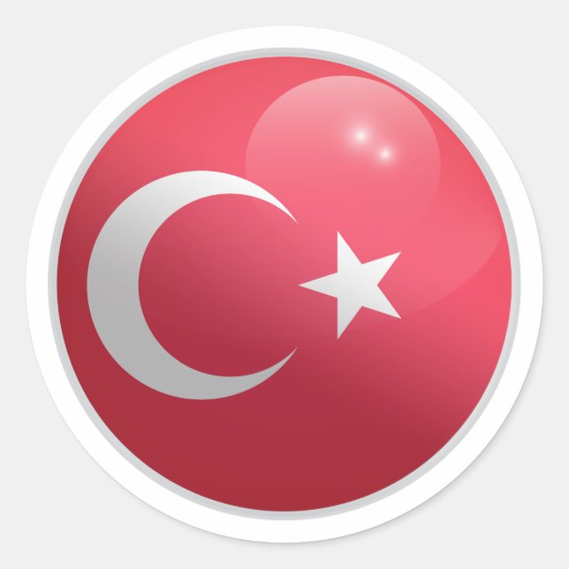 Turkey Glossy Circle Flag Classic Round Sticker (Front)