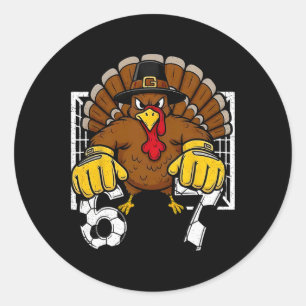 Turkey Goalie Soccer 67 Six Seven 6 7 Thanksgiving Classic Round Sticker