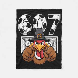 Turkey Goalie Soccer 67 Six Seven Boys Thanksgivin Fleece Blanket