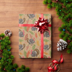 Turkey Gobbler In The Forest Pattern Wrapping Paper