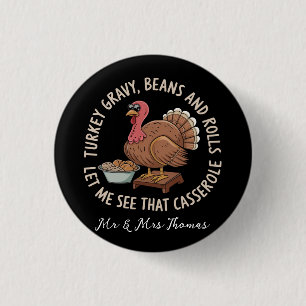 Turkey Gravy Beans and Rolls Casserole 3 Cm Round Badge