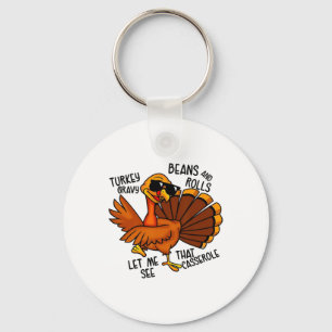Turkey Gravy Beans And Rolls Cerole Funny Thanksgi Key Ring