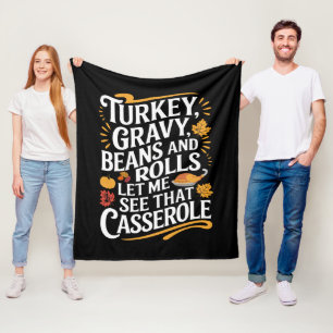 Turkey Gravy Beans And Rolls Let Me See Casserole Fleece Blanket