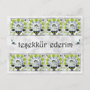 TURKEY - Green Tile- Thank You Postcard