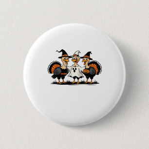 Turkey Halloween Boo, Thanksgiving Turkey, Spooky 6 Cm Round Badge