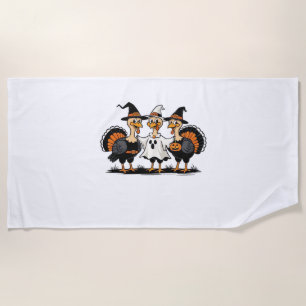 Turkey Halloween Boo, Thanksgiving Turkey, Spooky Beach Towel