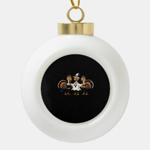 Turkey Halloween Boo, Thanksgiving Turkey, Spooky Ceramic Ball Christmas Ornament