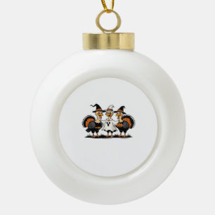 Turkey Halloween Boo, Thanksgiving Turkey, Spooky Ceramic Ball Christmas Ornament