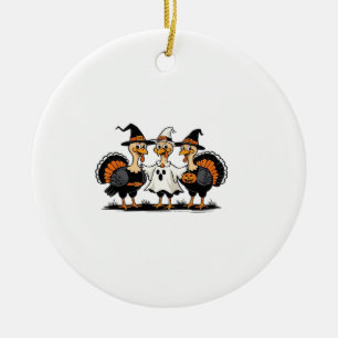 Turkey Halloween Boo, Thanksgiving Turkey, Spooky Ceramic Ornament