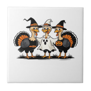 Turkey Halloween Boo, Thanksgiving Turkey, Spooky  Ceramic Tile