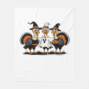 Turkey Halloween Boo, Thanksgiving Turkey, Spooky Fleece Blanket