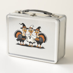 Turkey Halloween Boo, Thanksgiving Turkey, Spooky Metal Lunch Box
