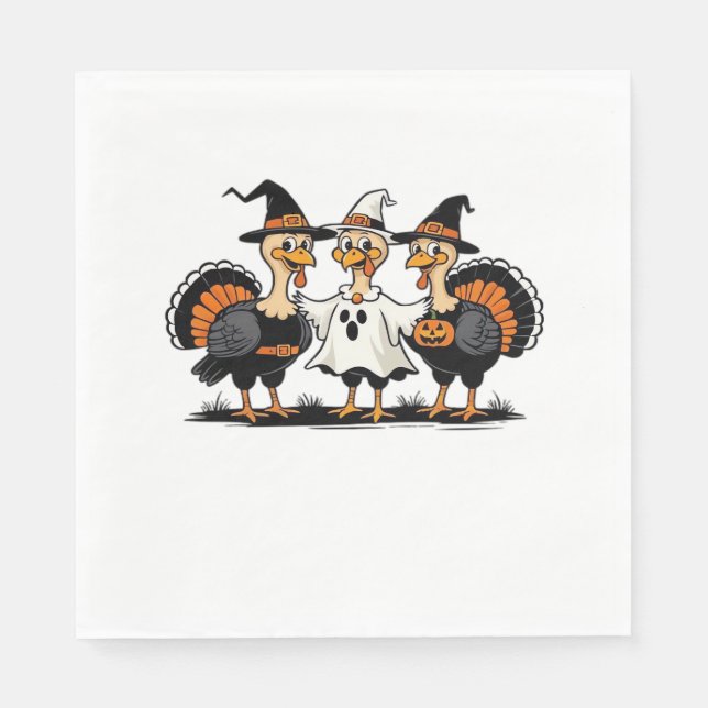 Turkey Halloween Boo, Thanksgiving Turkey, Spooky  Napkin (Front)