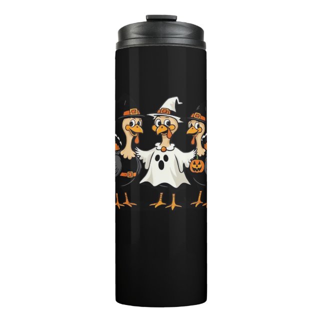 Turkey Halloween Boo, Thanksgiving Turkey, Spooky  Thermal Tumbler (Front)