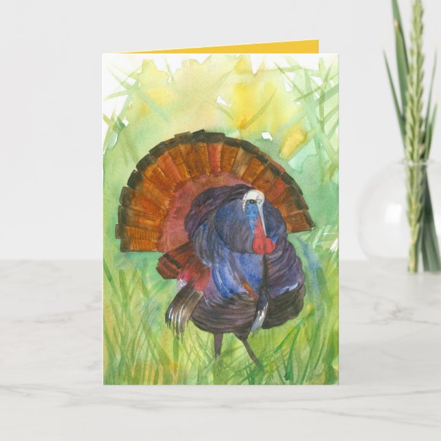 Turkey Happy Thanksgiving Autumn Bird Holiday Card (Front)