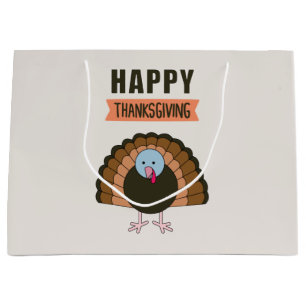 Turkey Happy Thanksgiving Day Grateful Holiday Large Gift Bag