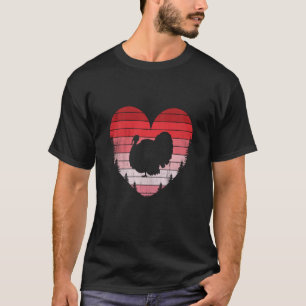 Turkey Heart Love Valentines Day Vintage Retro Sun T-Shirt