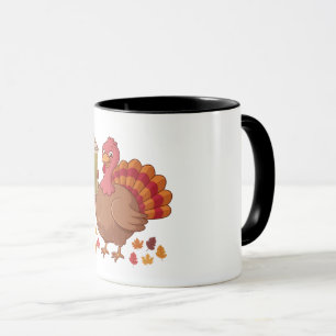 Turkey Holding Matcha Drink Thanksgiving Mug