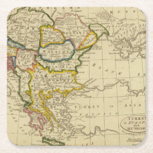 Turkey, Hungary Square Paper Coaster