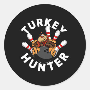 Turkey Hunter Bowling Classic Round Sticker