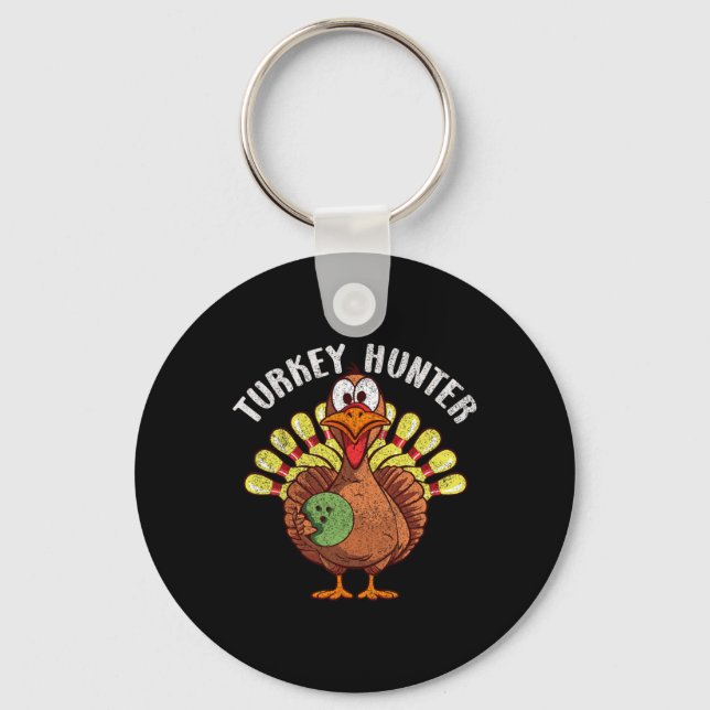 Turkey Hunter Funny Turkey Bowling Player Thanksgi Key Ring (Front)