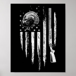 Turkey Hunting American Flag Thunder Chicken Gift Poster