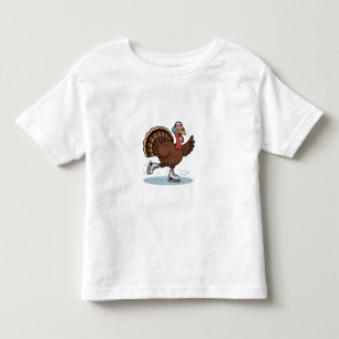 Turkey Ice Skating Thanksgiving Gobbler Toddler T-Shirt