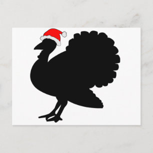 Turkey in a Christmas Hat Holiday Postcard