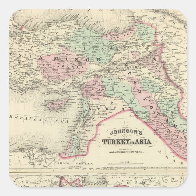 Turkey in Asia, Persia, Arabia, Beloochistan Square Sticker (Front)