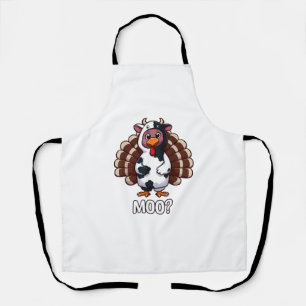 Turkey In Cow Costume, Moo Funny Thanksgiving _2_1 Apron