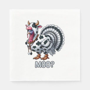 Turkey In Cow Costume, Moo Funny Thanksgiving _2 Napkin