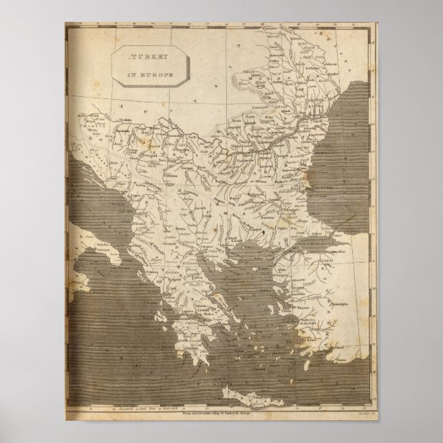 Turkey in Europe Map by Arrowsmith Poster (Front)